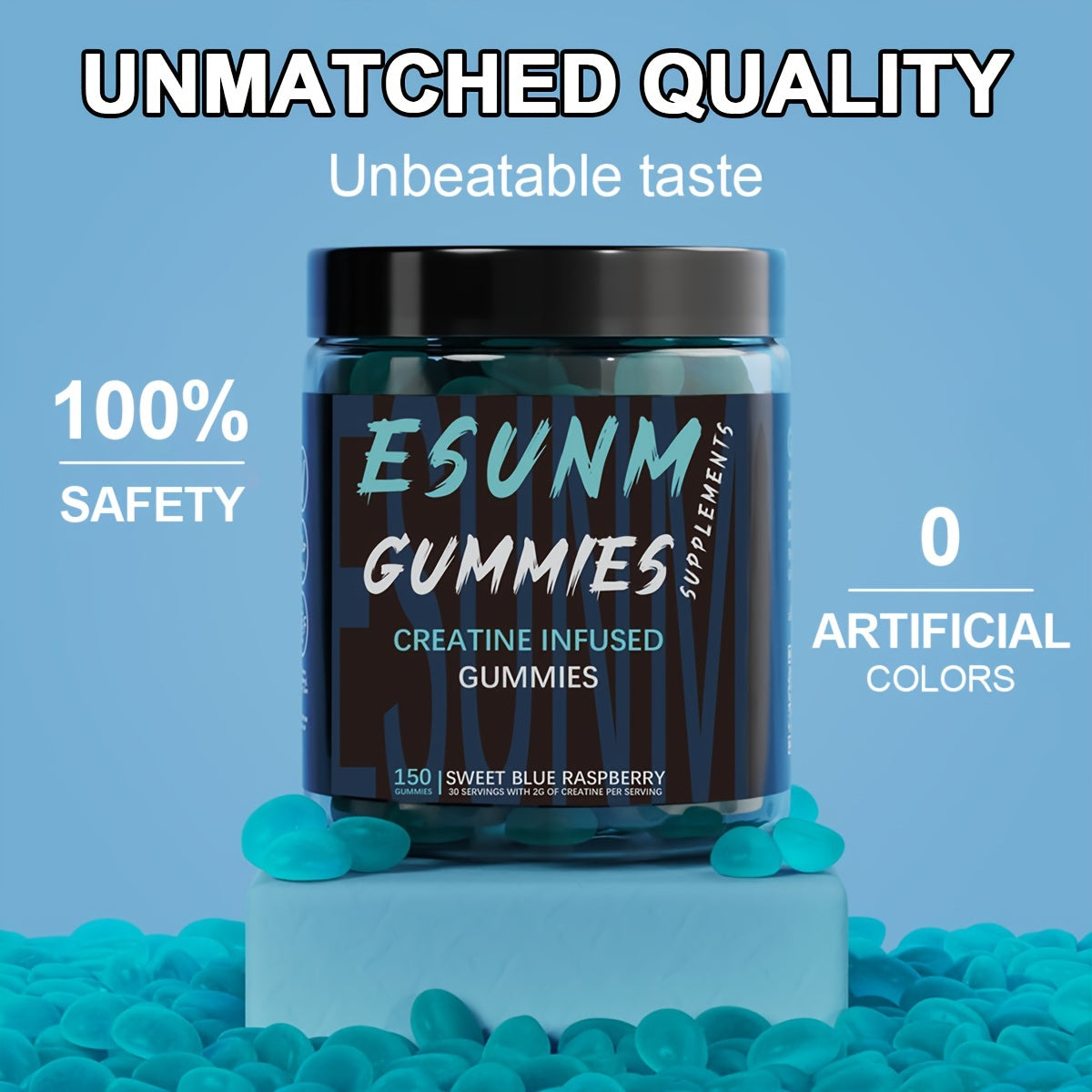 Blueberry Creatine Gummies 150 Capsules + Strawberry Creatine Gummies 150 Capsules - Double Fruity Vitality Supply, 300 Capsules To Enjoy Health Every Day