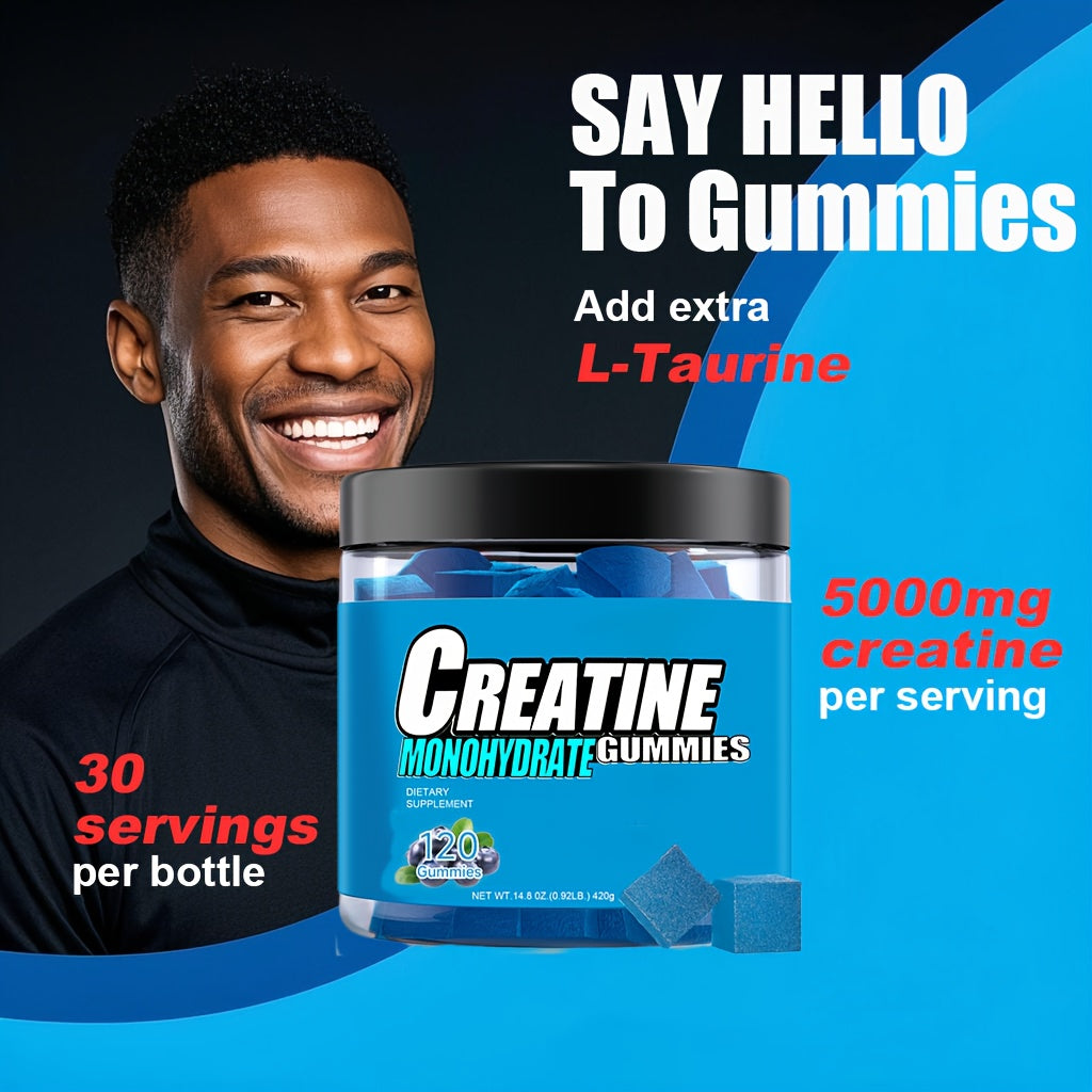 3/1pc Creatine Monohydrate Gummies For Men & Women, Supplement 5000MG PER SERVING, 120 Gummies Per Bottle For Sports