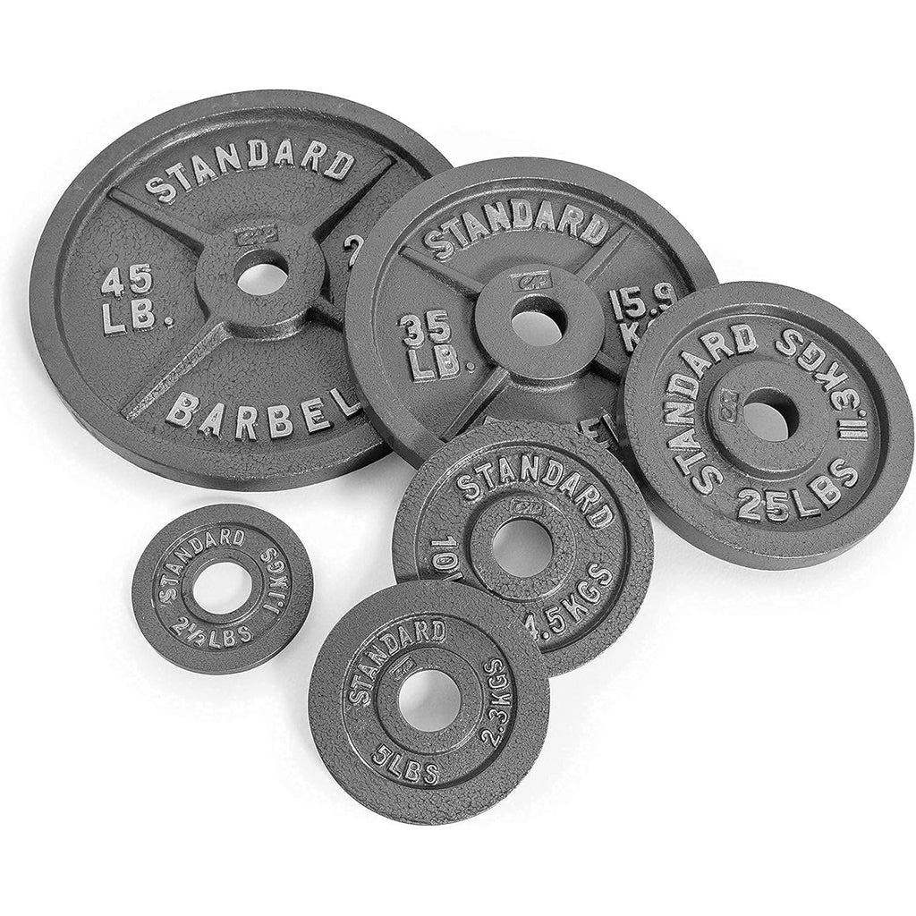 CAPHAUS Traditional/Classic 2-Inch Solid Cast Iron Weight Plates - Great for Strength Training, Weightlifting, Bodybuilding & Powerlifting, Multiple Choices Available
