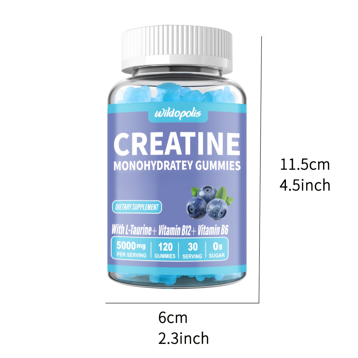 Creatine Gummies: 1.06 oz Of Creatine Per Serving, No Added Sugar Or Artificial Colors, Low Calorie. Scientifically Formulated And Flavored With Blue Raspberry, Each Bottle Contains 120 Gummies.