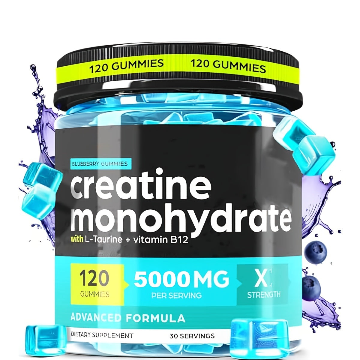 Creatine Monohydrate Gummies Complex 5000mg For Men & Women - 120 Gummies Advanced Formula W/L-Taurine + Vitamin B12 Supplement