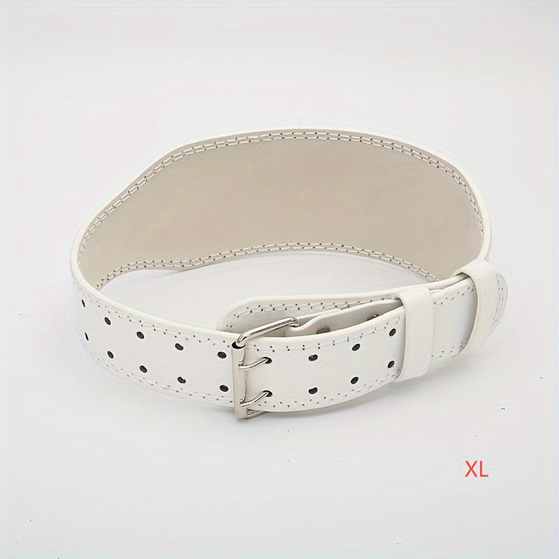 1pc PU Leather Waist Support Strap with Iron Buckle - Fitness Lifting Belt for Squat & Deadlift, Weightlifting & Bodybuilding Lumbar Protection Gear - Reversible Dry Cloth Cleanable, Solid Panel Non-Textile - For Men & Women