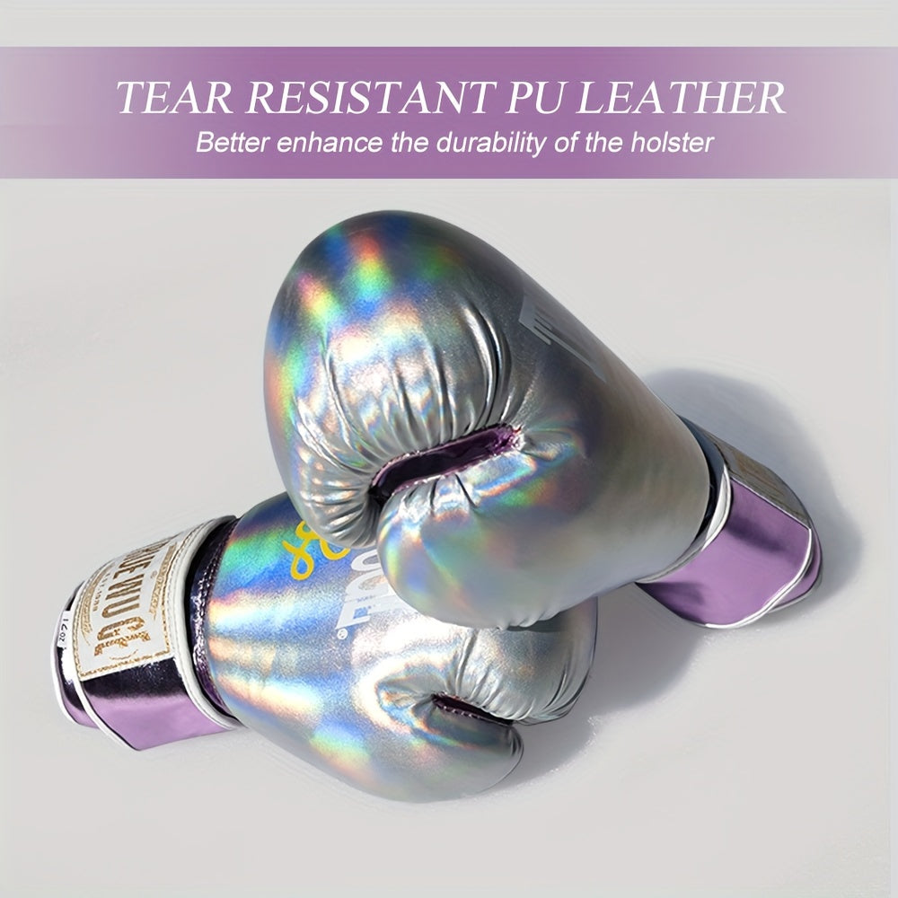 Premium Adult Boxing Gloves - 1 Pair, Hook & Loop Closure, Durable PU Material, Ideal for Sparring & Training - Purple - For Boxing Enthusiasts & Fitness Lovers - Perfect Gift for Martial Arts Practitioners