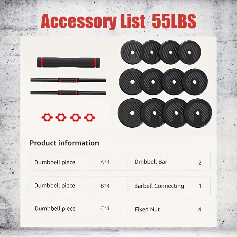 4-in-1 Adjustable Dumbbell Set - 20/45/50/55/65/75/85LBS Free Weights For Home Gym, Strength Training, & Bodybuilding - Versatile Fitness Equipment For Men & Women - Converts To Barbell, Kettlebell, Push-Up Bar - Recovery Exe