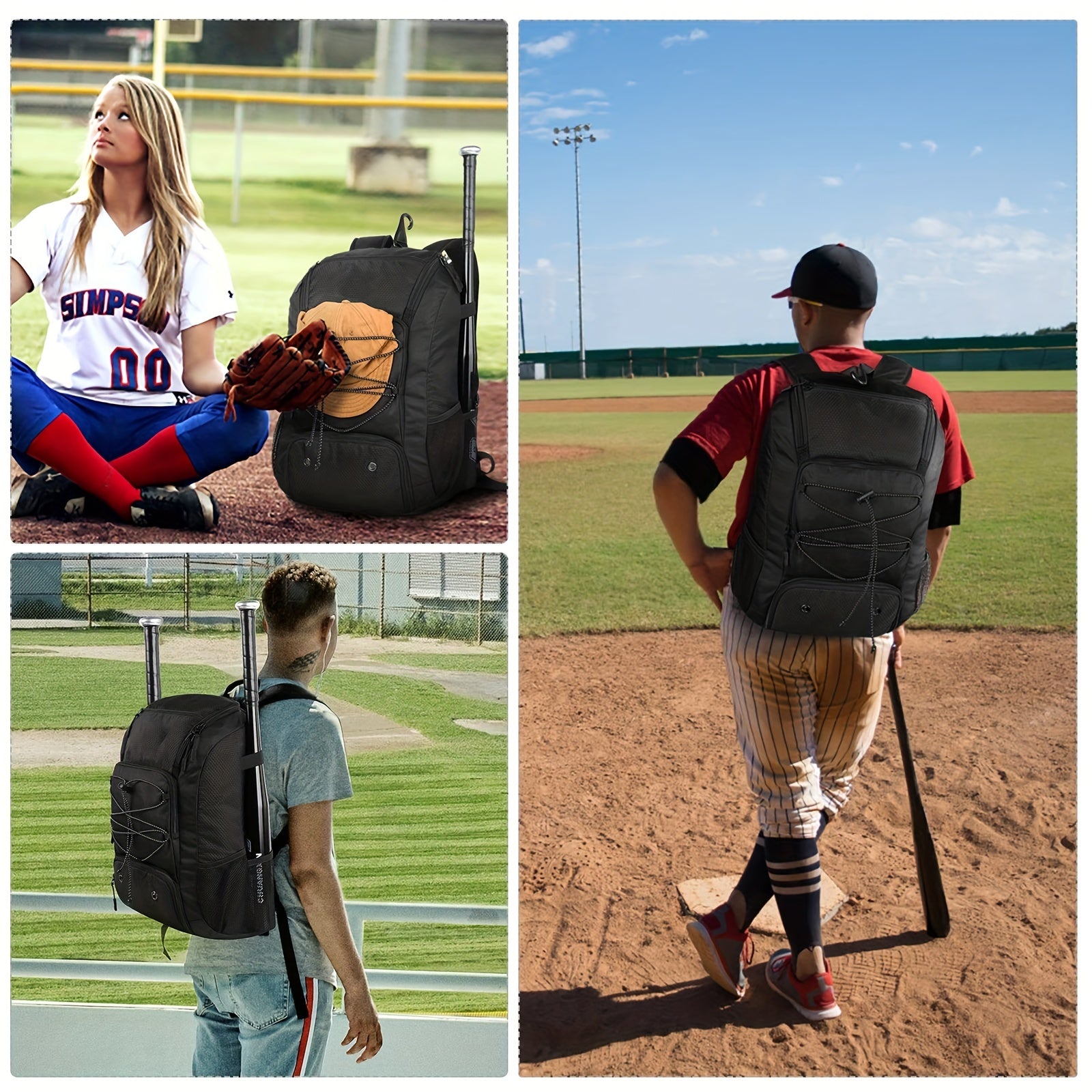 Baseball Backpack with Shoe Compartment - Lightweight Softball Bat Bag, Fence Hook, Ideal for Youth, Boys, Adults - Holds Baseball Bat, Glove, Helmet, Hat, Teeing Gear - Perfect Valentine'S Day Gift