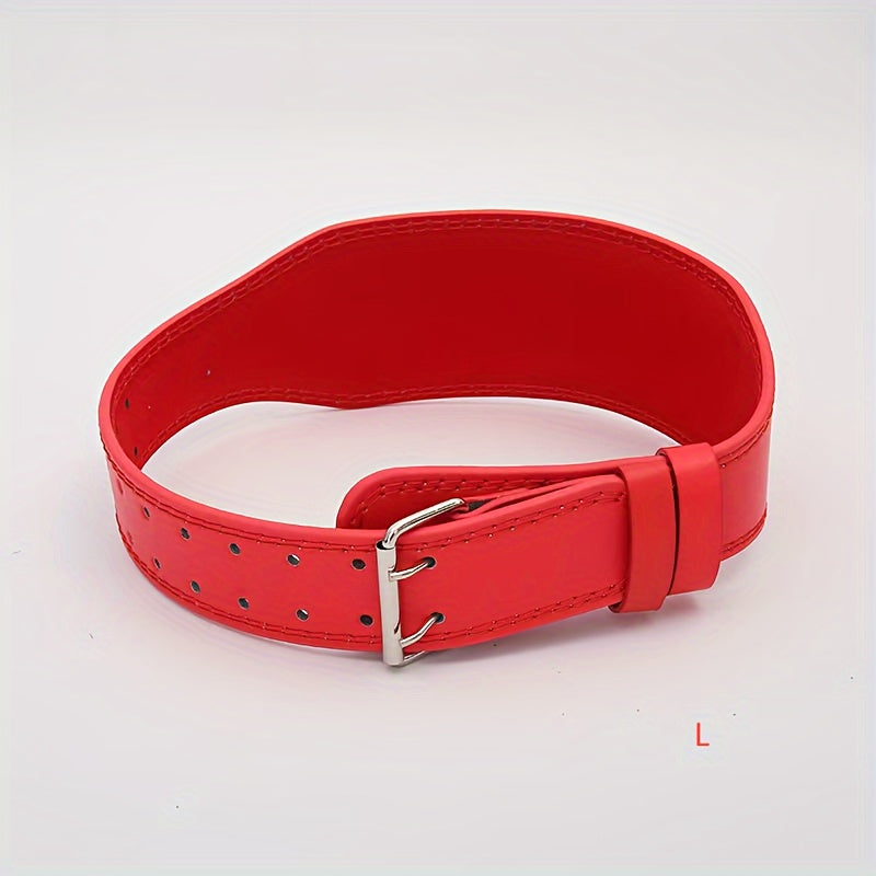 1pc PU Leather Waist Support Strap with Iron Buckle - Fitness Lifting Belt for Squat & Deadlift, Weightlifting & Bodybuilding Lumbar Protection Gear - Reversible Dry Cloth Cleanable, Solid Panel Non-Textile - For Men & Women