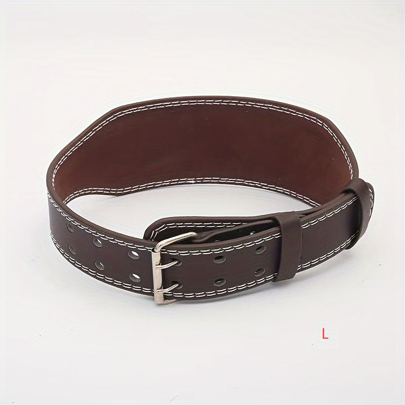 1pc PU Leather Waist Support Strap with Iron Buckle - Fitness Lifting Belt for Squat & Deadlift, Weightlifting & Bodybuilding Lumbar Protection Gear - Reversible Dry Cloth Cleanable, Solid Panel Non-Textile - For Men & Women