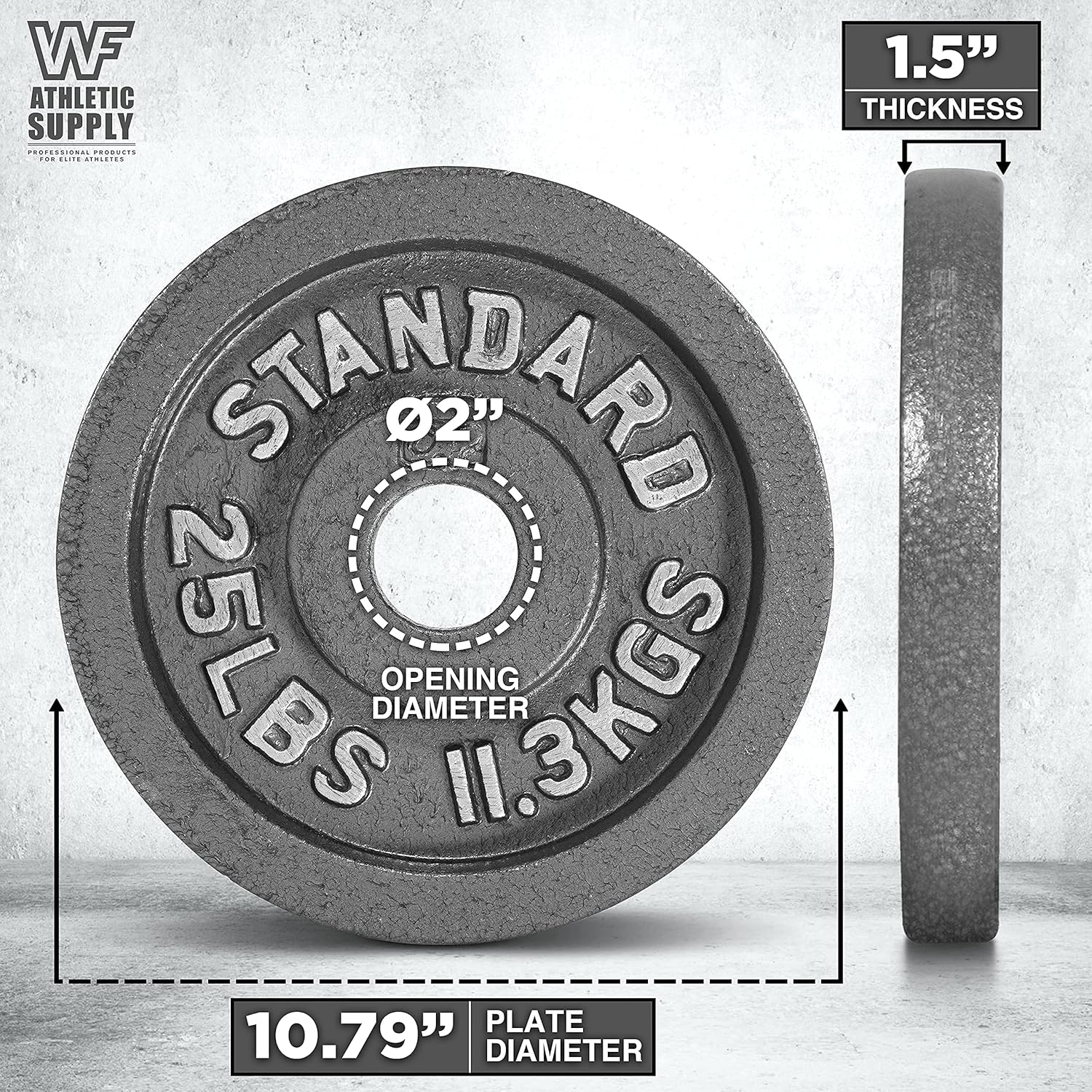 CAPHAUS Traditional/Classic 2-Inch Solid Cast Iron Weight Plates - Great for Strength Training, Weightlifting, Bodybuilding & Powerlifting, Multiple Choices Available