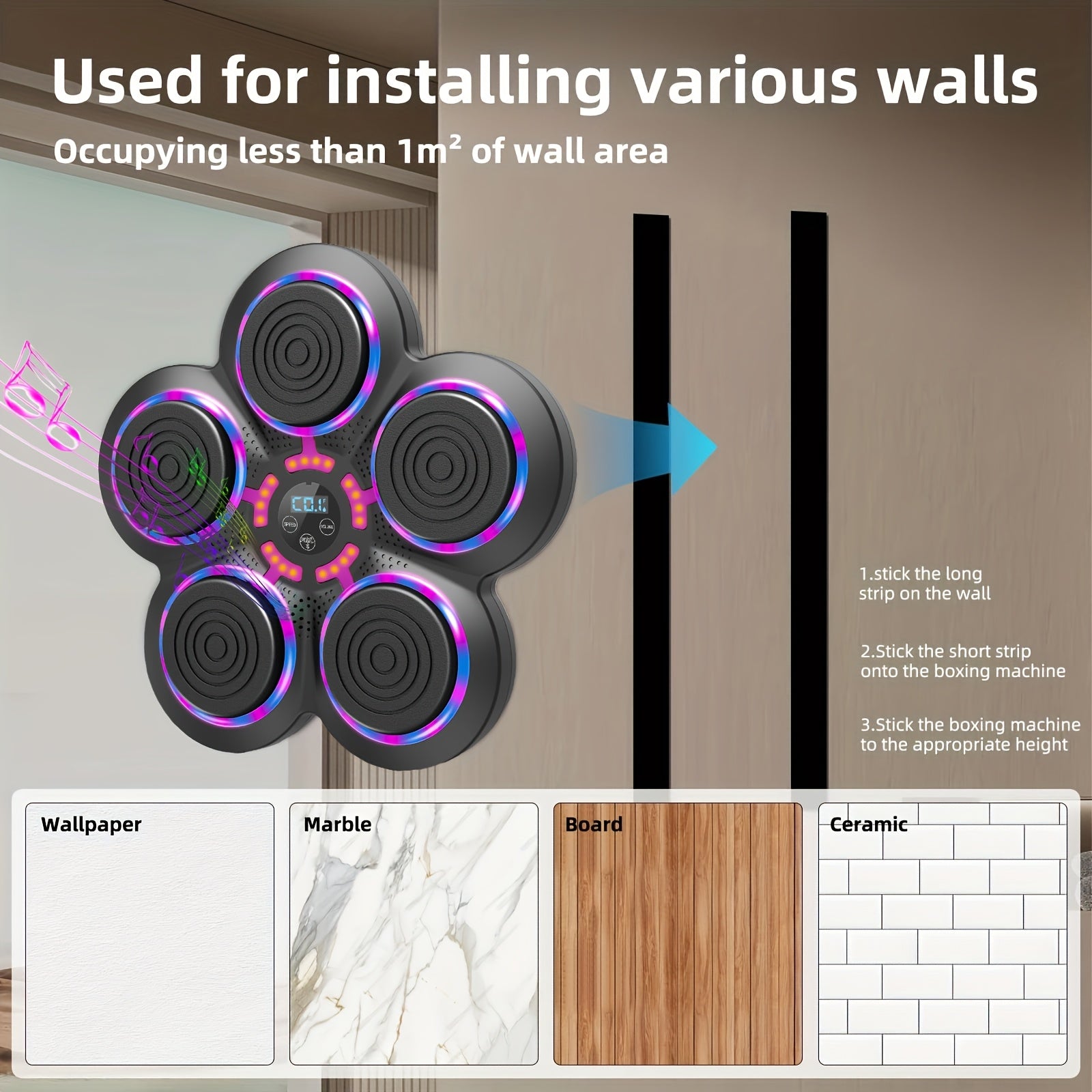 Upgrade Intelligent Music Boxing Machine for Adults, Boxing Machine with Boxing Gloves, Wall Mounted Boxing Trainer, Electronic Boxing Target Fitness Striking Equipment for Home, Indoor And Gym Use