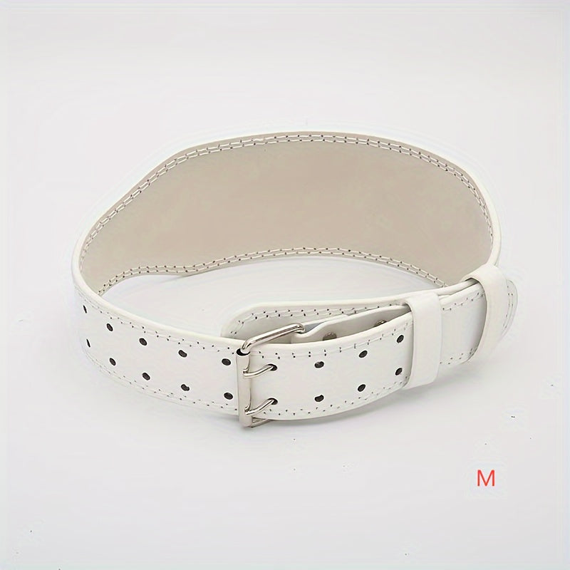 1pc PU Leather Waist Support Strap with Iron Buckle - Fitness Lifting Belt for Squat & Deadlift, Weightlifting & Bodybuilding Lumbar Protection Gear - Reversible Dry Cloth Cleanable, Solid Panel Non-Textile - For Men & Women