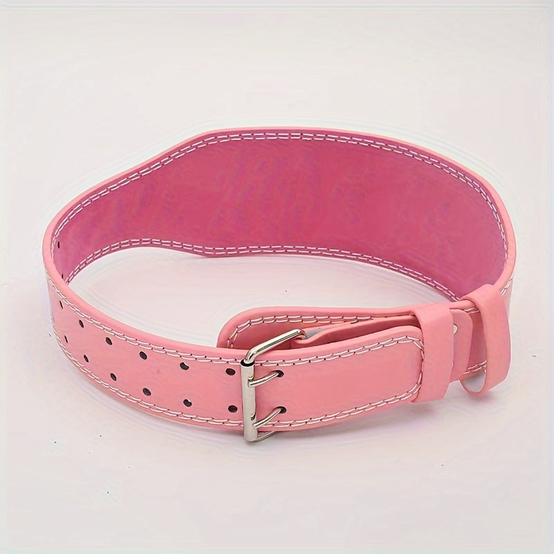 1pc PU Leather Waist Support Strap with Iron Buckle - Fitness Lifting Belt for Squat & Deadlift, Weightlifting & Bodybuilding Lumbar Protection Gear - Reversible Dry Cloth Cleanable, Solid Panel Non-Textile - For Men & Women