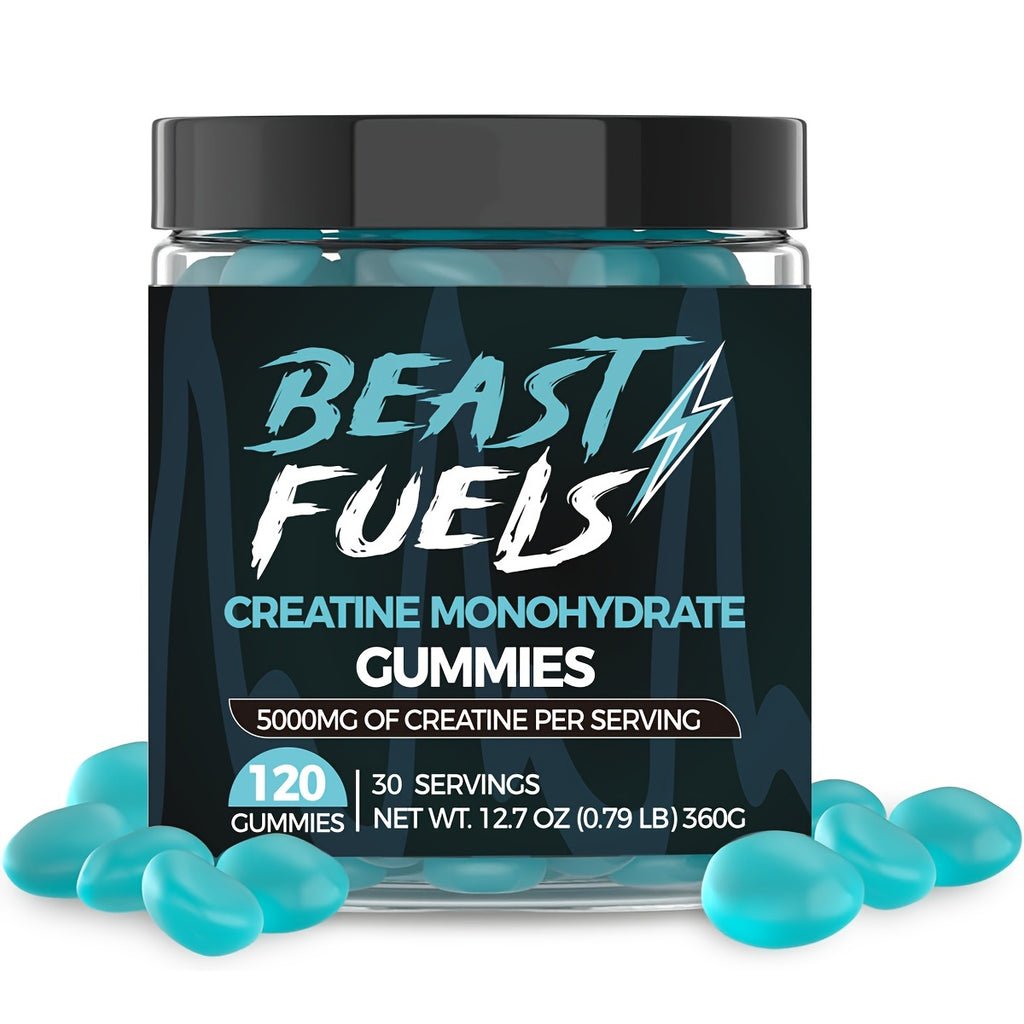Advanced Creatine Monohydrate Gummies - 120 Count, 5000mg Each with L-Taurine & Vitamin B12 for Men & Women, Hypoallergenic