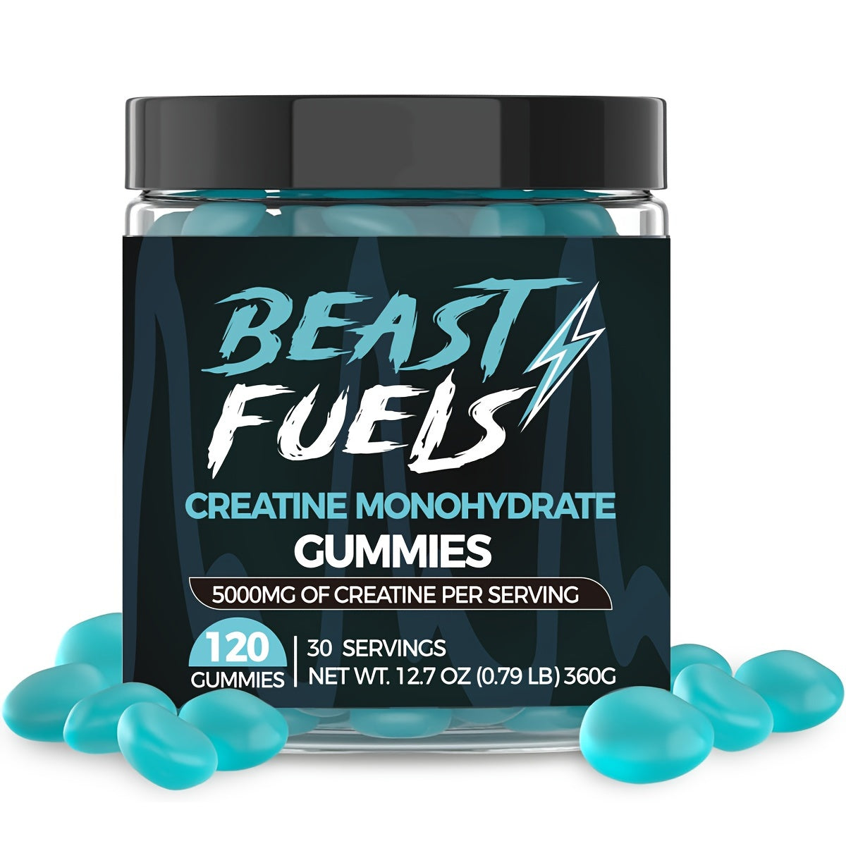 Advanced Creatine Monohydrate Gummies - 120 Count, 5000mg Each with L-Taurine & Vitamin B12 for Men & Women, Hypoallergenic