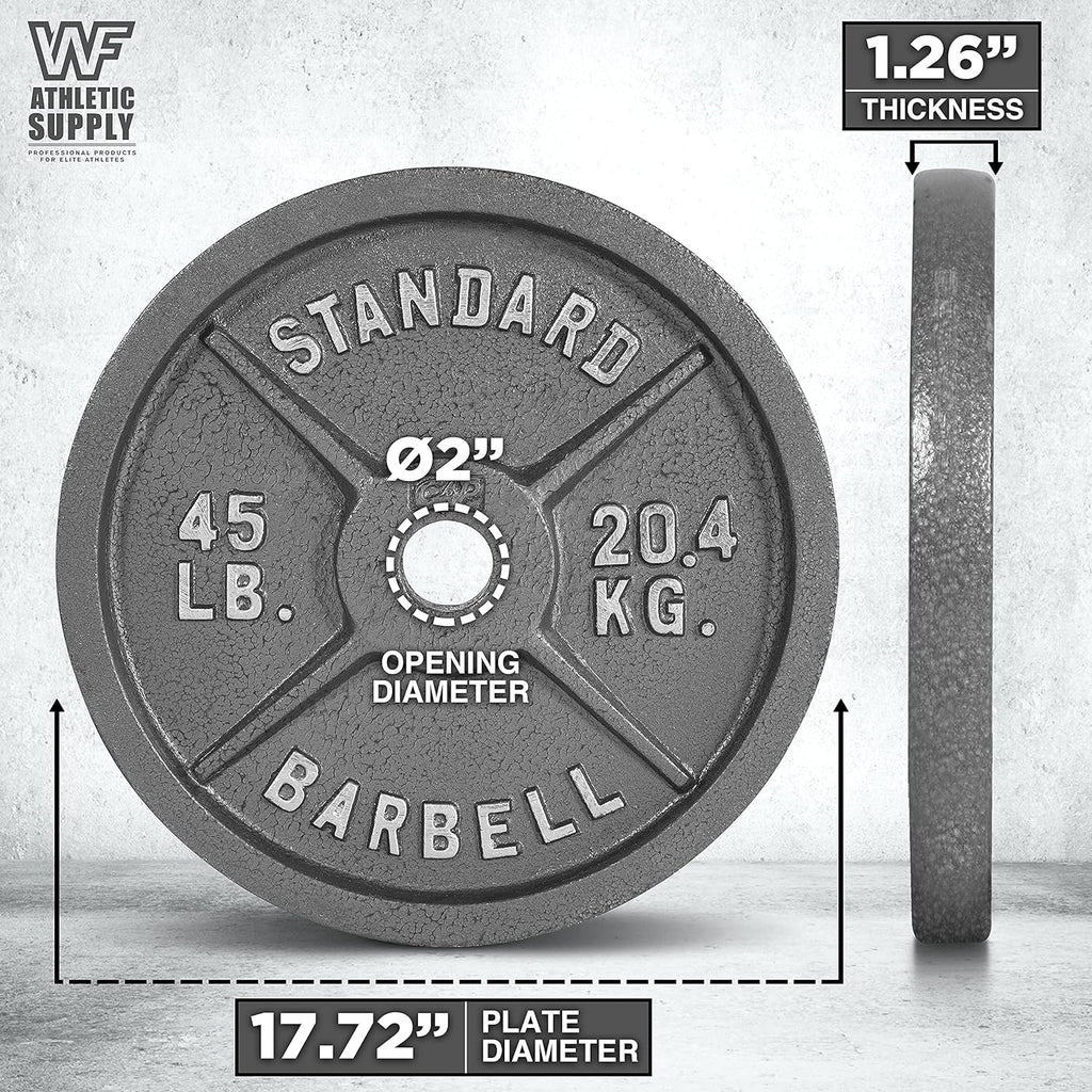 CAPHAUS Traditional/Classic 2-Inch Solid Cast Iron Weight Plates - Great for Strength Training, Weightlifting, Bodybuilding & Powerlifting, Multiple Choices Available