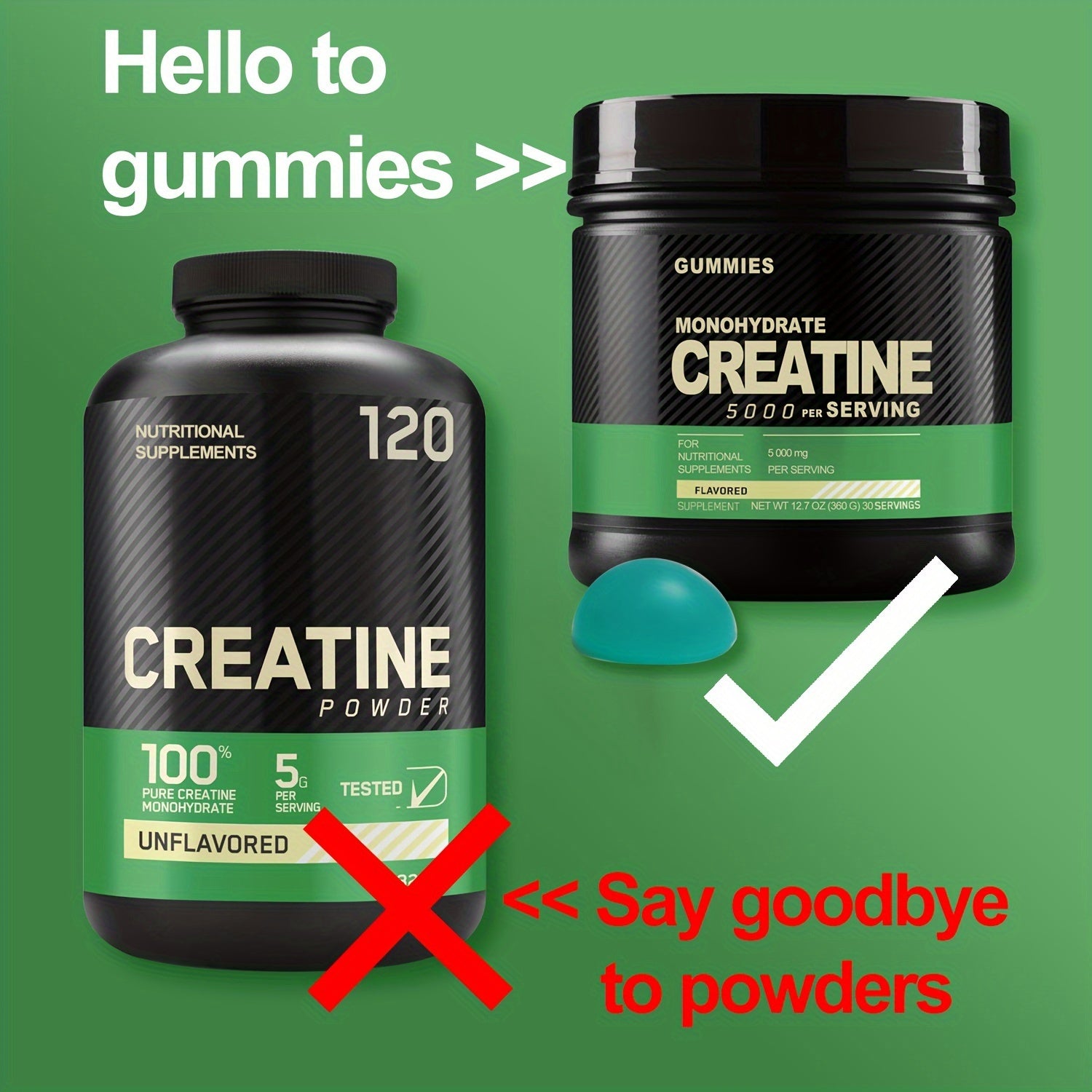 Optimum Supplement Creatine Monohydrate Gummies 120Count Packaging May Vary Sugar Free 5000mg Per Serving