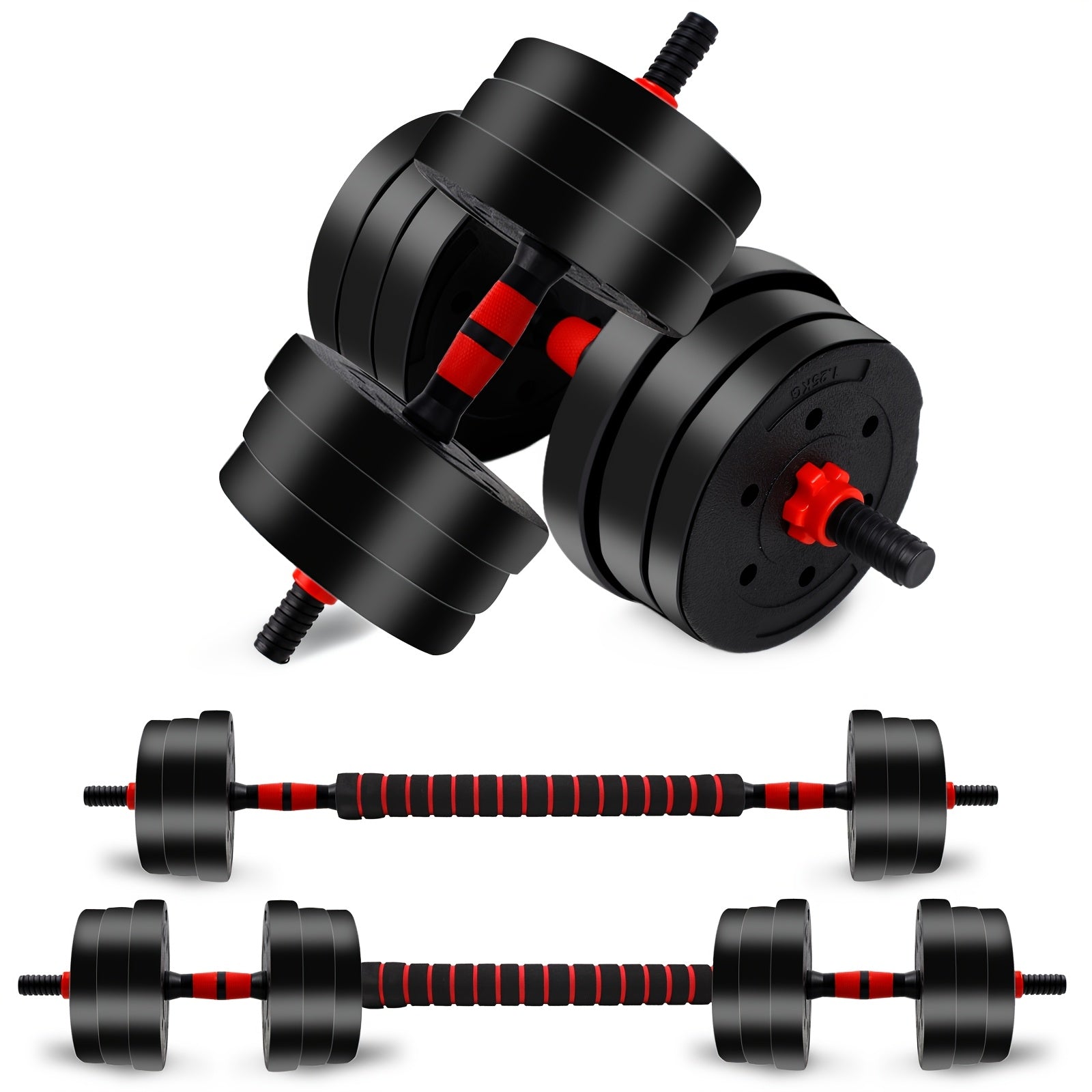 Adjustable Dumbbells Set, 44LBS 3in 1 Adjustable Weights Dumbbells Barbell Set, Used As Barbell, Dumbbell, Push Up Bars, Free Weights for Home Gym, Strength Training, & Bodybuilding