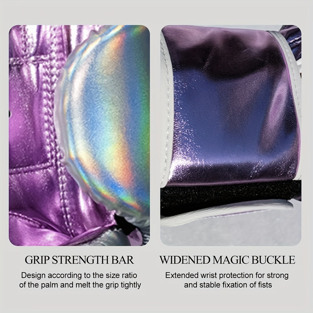 Premium Adult Boxing Gloves - 1 Pair, Hook & Loop Closure, Durable PU Material, Ideal for Sparring & Training - Purple - For Boxing Enthusiasts & Fitness Lovers - Perfect Gift for Martial Arts Practitioners