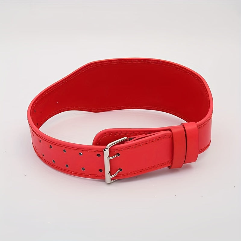 1pc PU Leather Waist Support Strap with Iron Buckle - Fitness Lifting Belt for Squat & Deadlift, Weightlifting & Bodybuilding Lumbar Protection Gear - Reversible Dry Cloth Cleanable, Solid Panel Non-Textile - For Men & Women