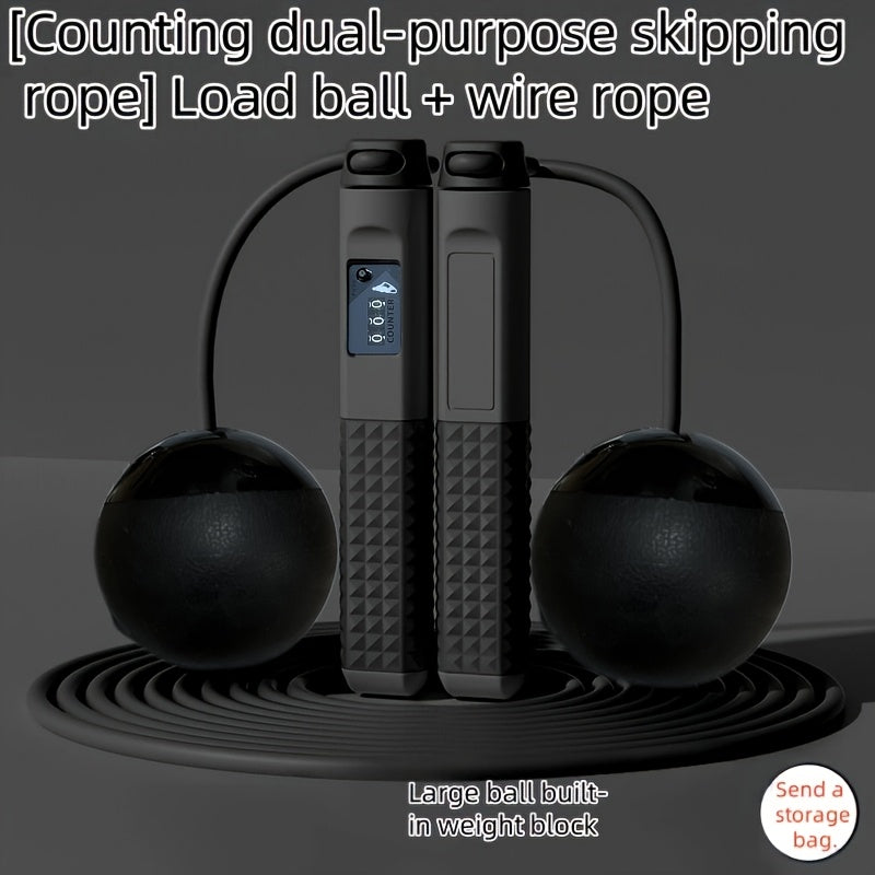 Adjustable Weighted Jump Rope, Cordless Wireless Fitness Skipping Rope for Men and Women - Ideal for Boxing, Mixed Martial Arts & Beach Bodybuilding Training, Available in Gray/Blue/Black, Workout, Exercises