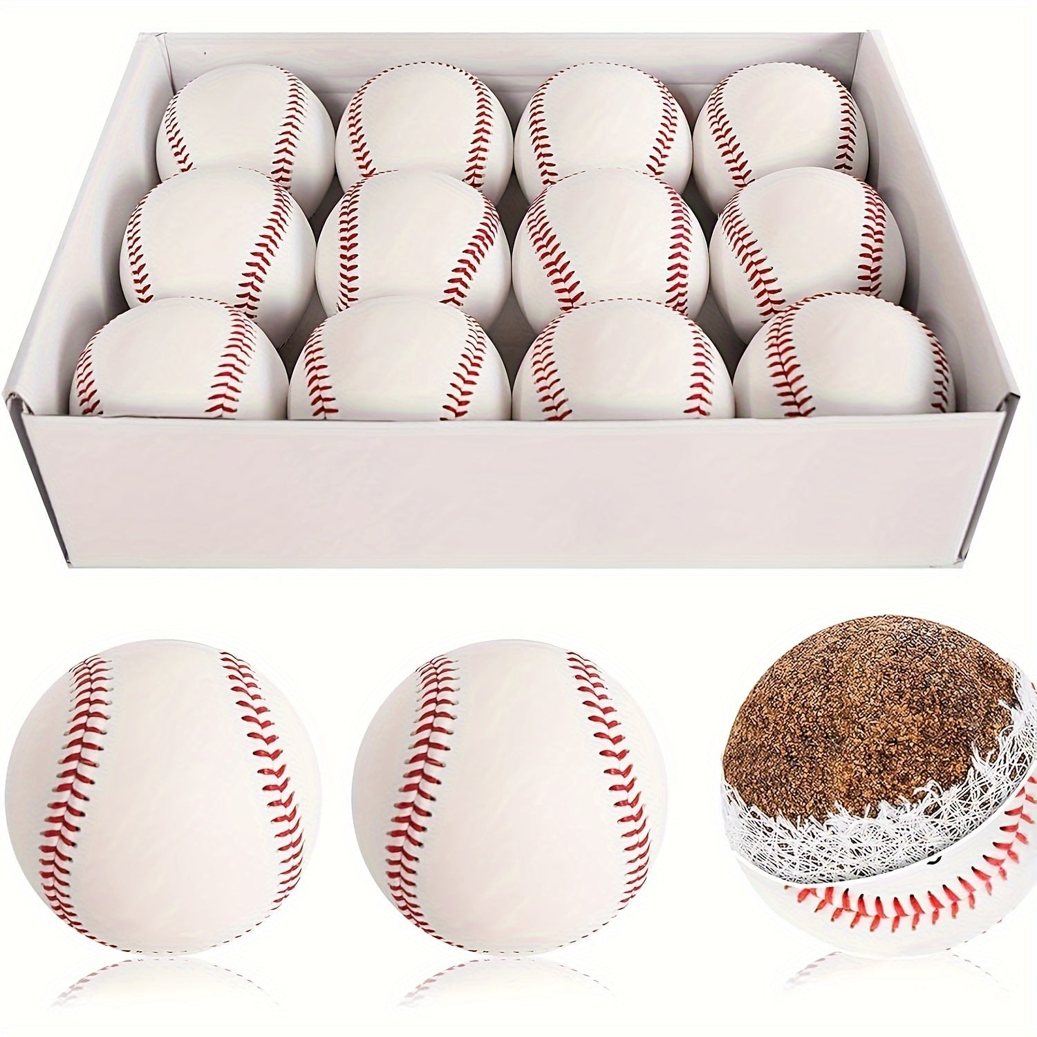 12pcs Unmarked Standard Size Baseballs for Batting, Fielding, Hitting, Pitching, Practice Training