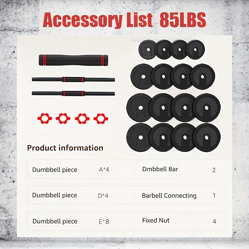 4-in-1 Adjustable Dumbbell Set - 20/45/50/55/65/75/85LBS Free Weights For Home Gym, Strength Training, & Bodybuilding - Versatile Fitness Equipment For Men & Women - Converts To Barbell, Kettlebell, Push-Up Bar - Recovery Exe