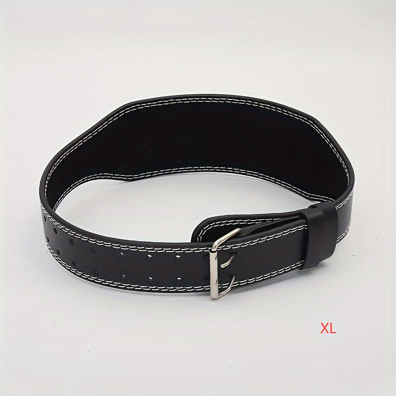 1pc PU Leather Waist Support Strap with Iron Buckle - Fitness Lifting Belt for Squat & Deadlift, Weightlifting & Bodybuilding Lumbar Protection Gear - Reversible Dry Cloth Cleanable, Solid Panel Non-Textile - For Men & Women