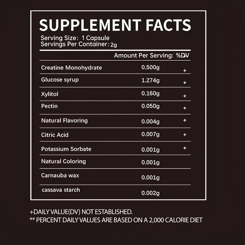 Creatine Bites - 0.18oz Creatine Monohydrate Per Serving - No Sugar Or Artificial Colors - Low-Calorie, Strawberry Flavor - 150 Gummies