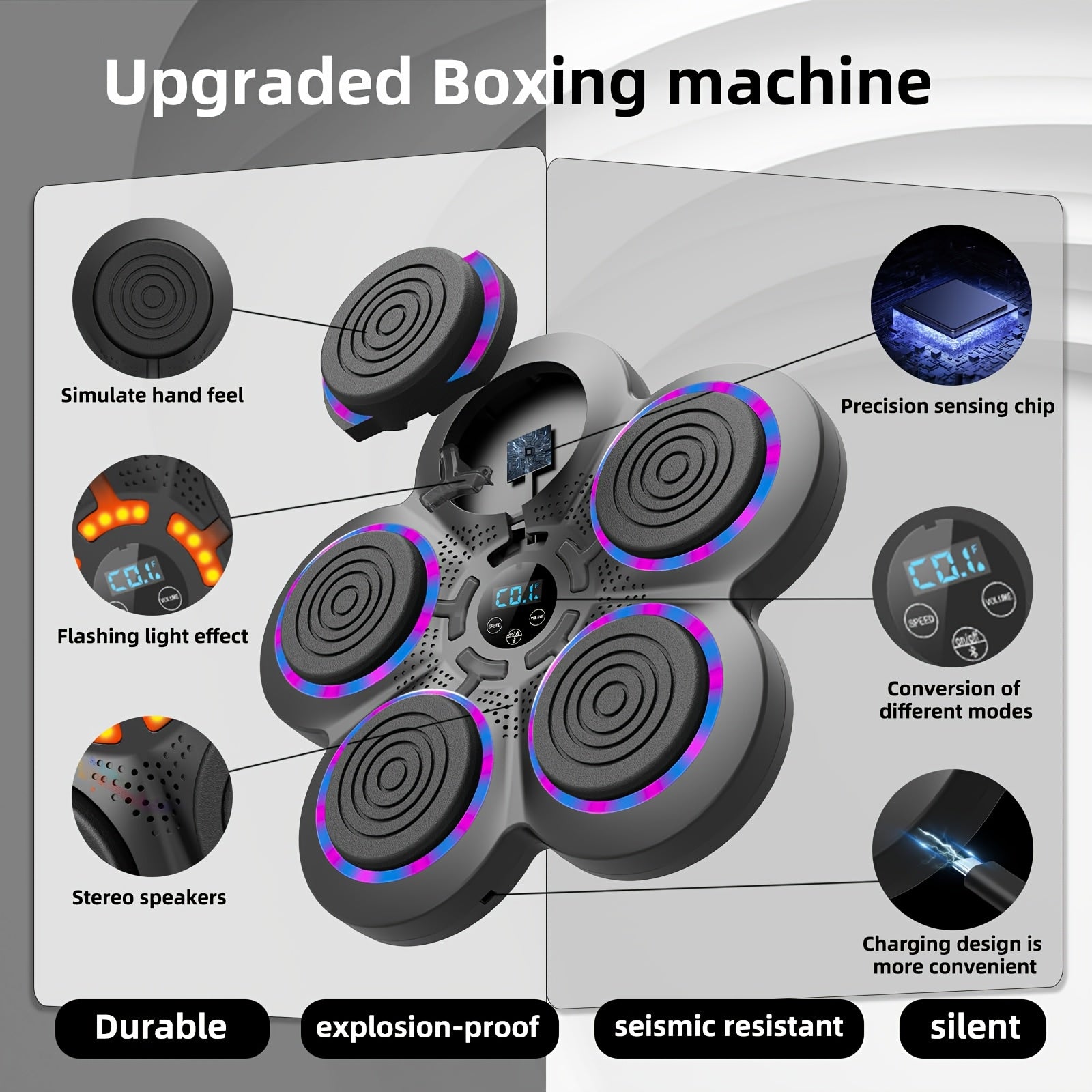 Upgrade Intelligent Music Boxing Machine for Adults, Boxing Machine with Boxing Gloves, Wall Mounted Boxing Trainer, Electronic Boxing Target Fitness Striking Equipment for Home, Indoor And Gym Use