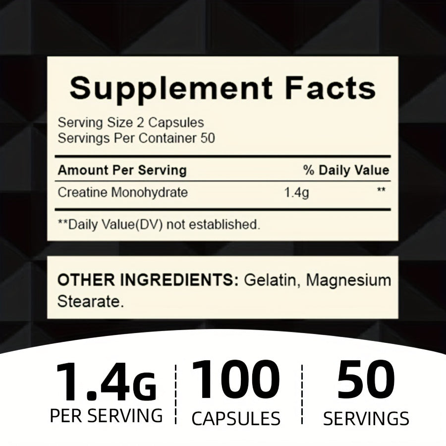 Micronized Creatine Monohydrate Capsules (100 Capsules 1 Pack)