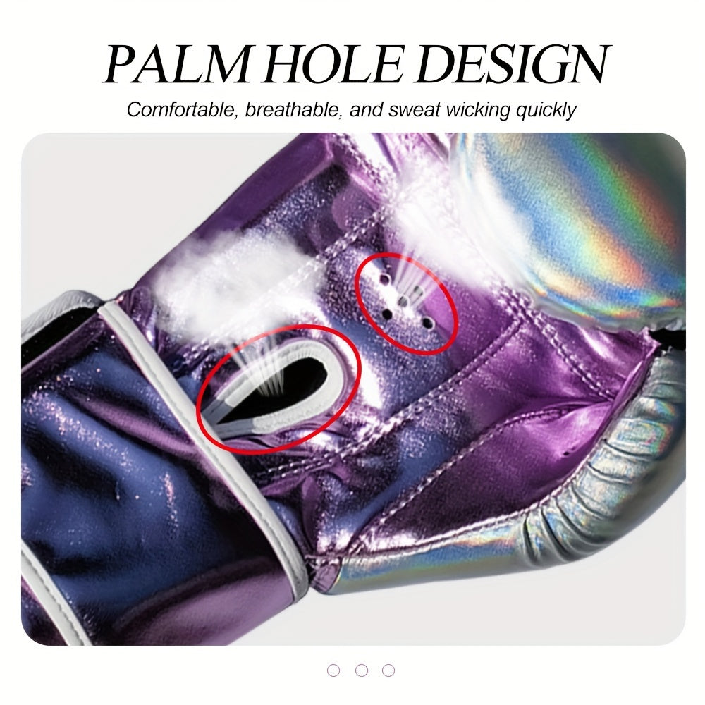 Premium Adult Boxing Gloves - 1 Pair, Hook & Loop Closure, Durable PU Material, Ideal for Sparring & Training - Purple - For Boxing Enthusiasts & Fitness Lovers - Perfect Gift for Martial Arts Practitioners