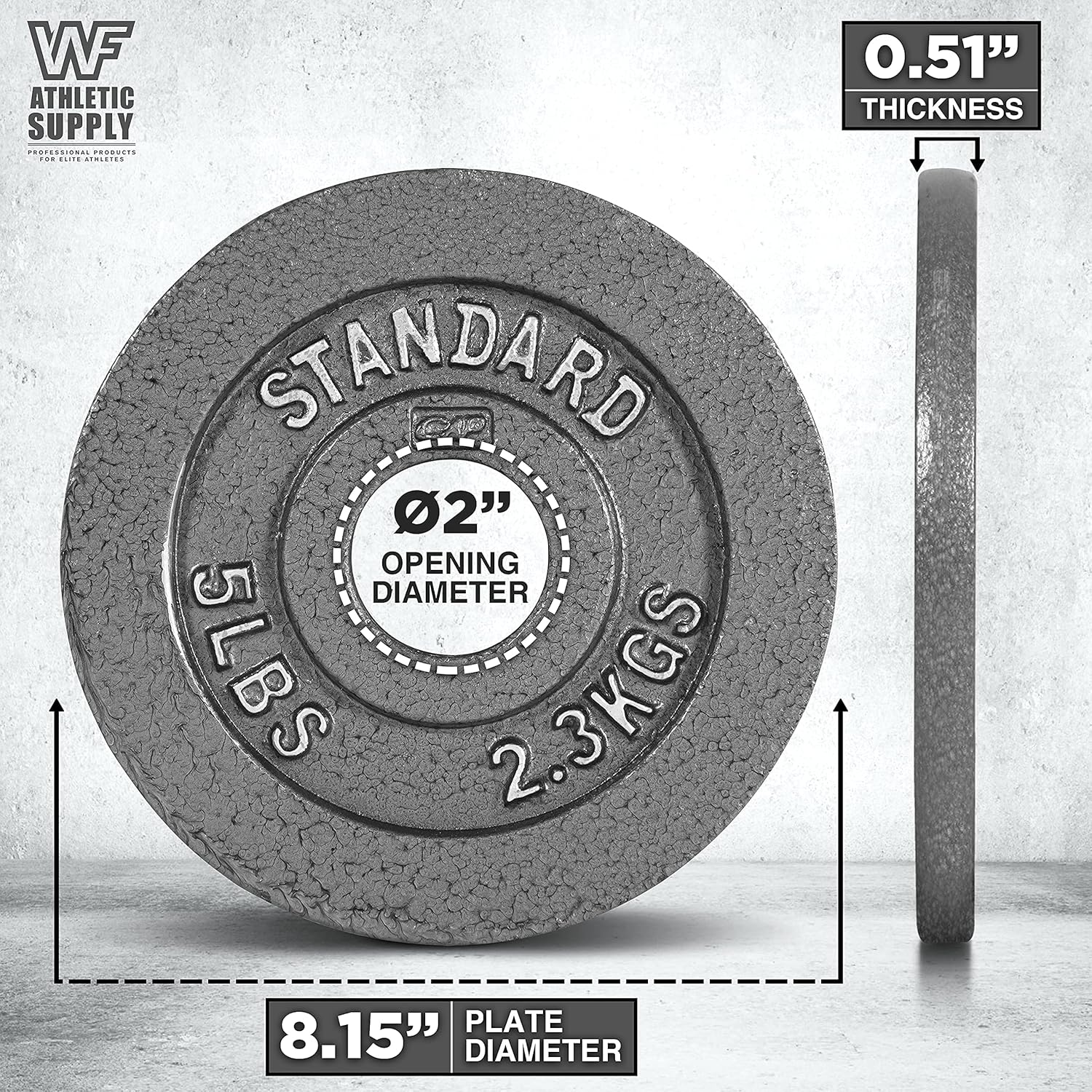 CAPHAUS Traditional/Classic 2-Inch Solid Cast Iron Weight Plates - Great for Strength Training, Weightlifting, Bodybuilding & Powerlifting, Multiple Choices Available