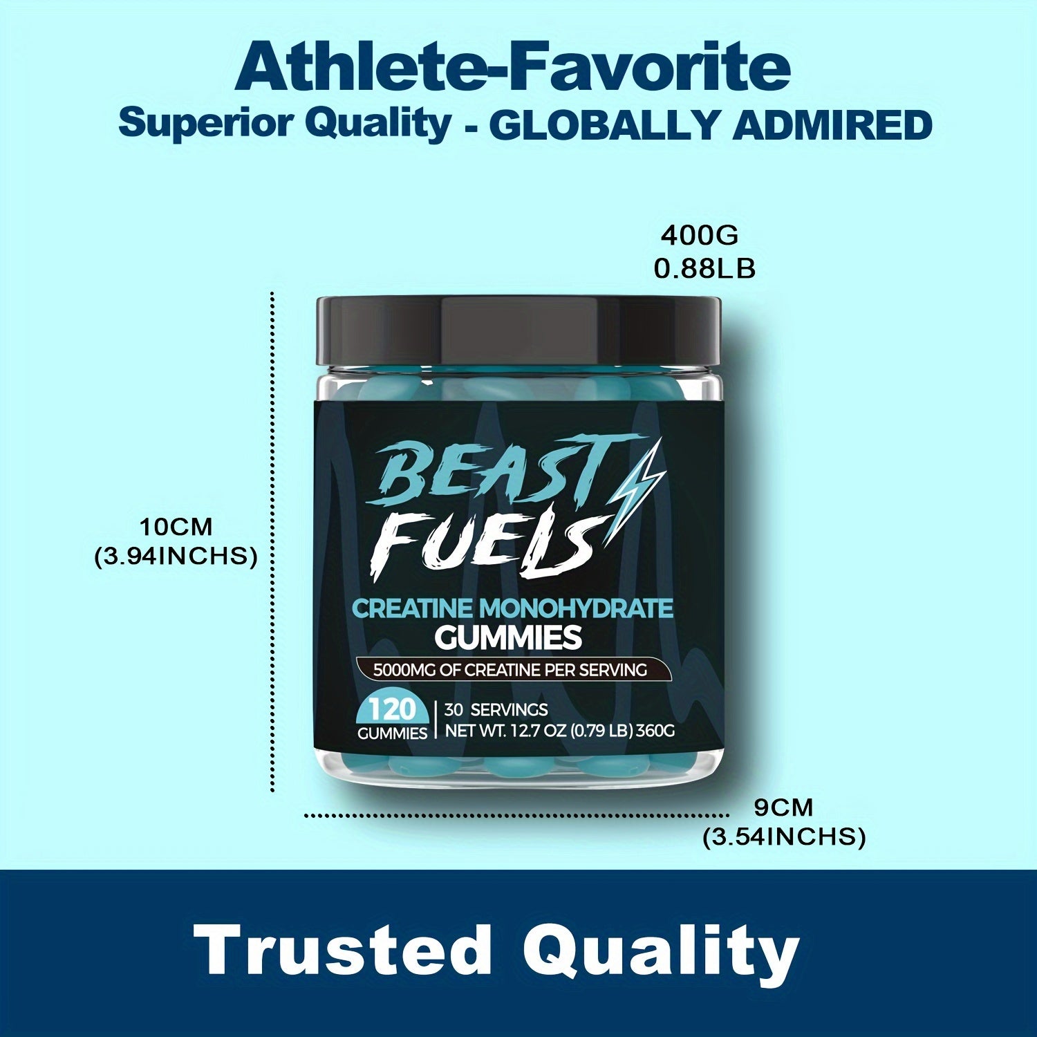 Advanced Creatine Monohydrate Gummies - 120 Count, 5000mg Each with L-Taurine & Vitamin B12 for Men & Women, Hypoallergenic