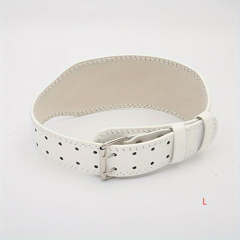 1pc PU Leather Waist Support Strap with Iron Buckle - Fitness Lifting Belt for Squat & Deadlift, Weightlifting & Bodybuilding Lumbar Protection Gear - Reversible Dry Cloth Cleanable, Solid Panel Non-Textile - For Men & Women