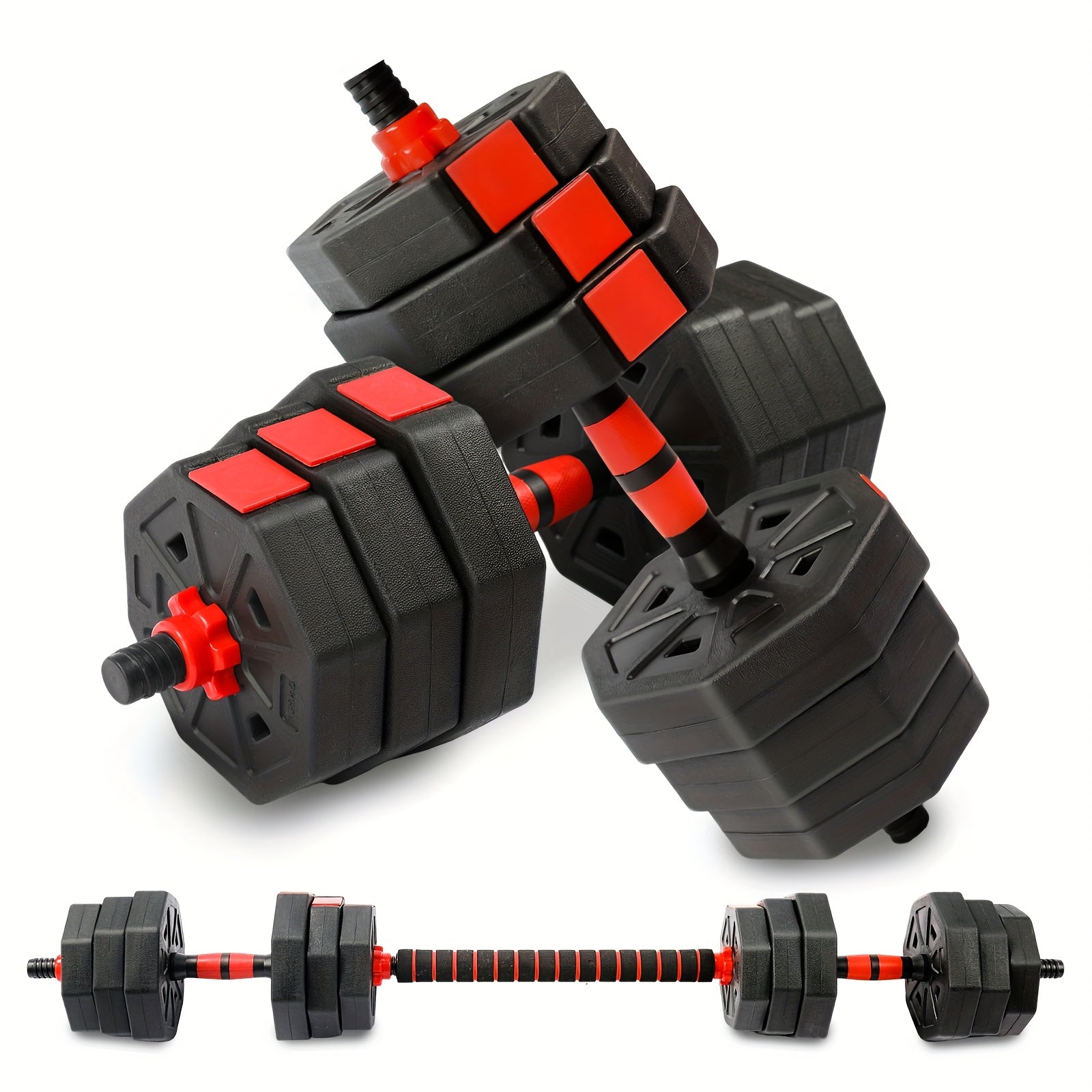 Adjustable Dumbbells Set, 44LBS 3in 1 Adjustable Weights Dumbbells Barbell Set, Used As Barbell, Dumbbell, Push Up Bars, Free Weights for Home Gym, Strength Training, & Bodybuilding