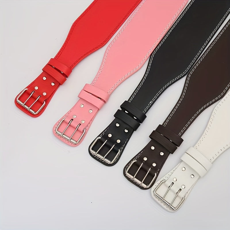 1pc PU Leather Waist Support Strap with Iron Buckle - Fitness Lifting Belt for Squat & Deadlift, Weightlifting & Bodybuilding Lumbar Protection Gear - Reversible Dry Cloth Cleanable, Solid Panel Non-Textile - For Men & Women