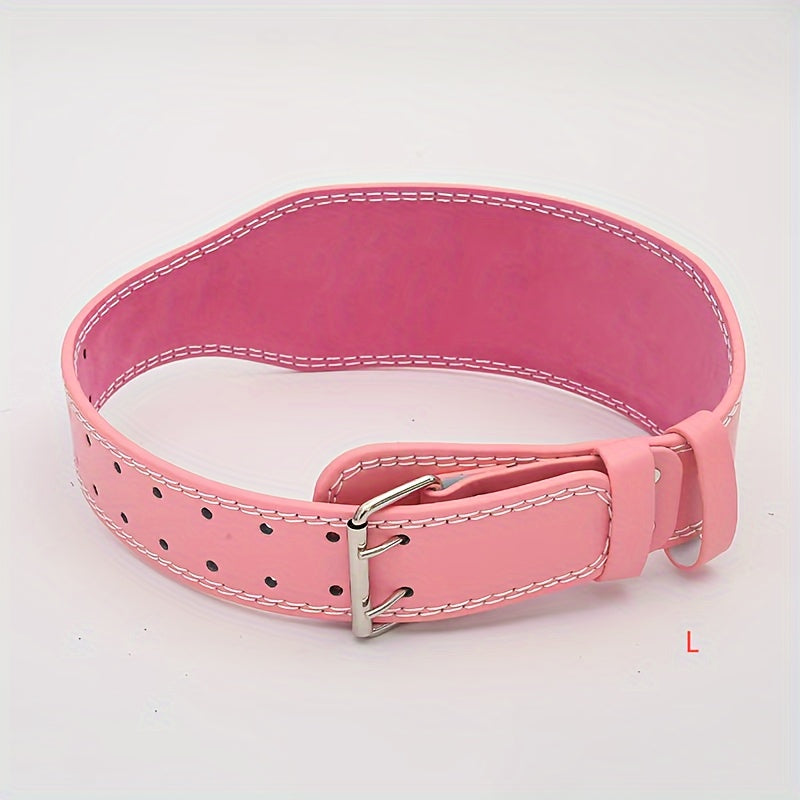 1pc PU Leather Waist Support Strap with Iron Buckle - Fitness Lifting Belt for Squat & Deadlift, Weightlifting & Bodybuilding Lumbar Protection Gear - Reversible Dry Cloth Cleanable, Solid Panel Non-Textile - For Men & Women