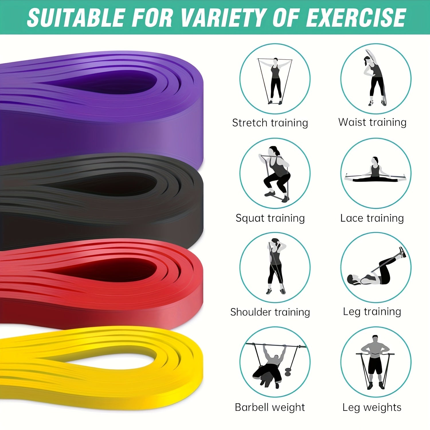 1pc 5-230 lbs Heavy-Duty Resistance Band Training System with 82-Inch Length - 5-Color Options (Green, Blue, Black, Red, Golden) | 5-230 lbs Weight Levels | Muscle Building & Strength Training for Men & Women | Multi-Color Op