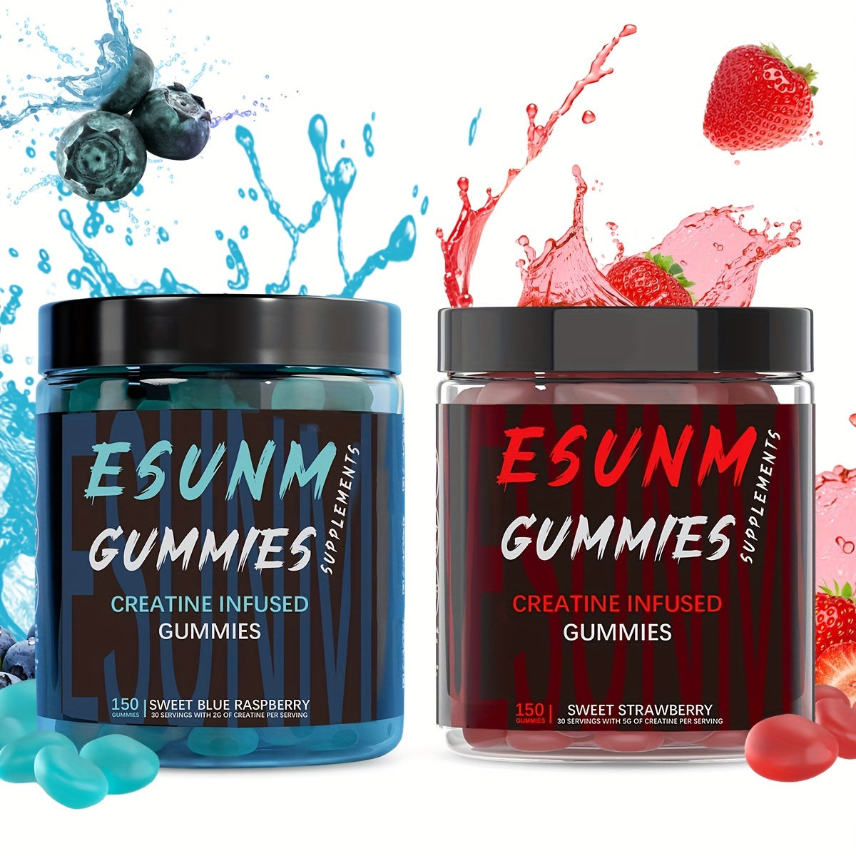 Strawberry And Blueberry Dual-Effect Creatine Gummy Set - 300 Capsules In Total, Full Of Energy Every Day!