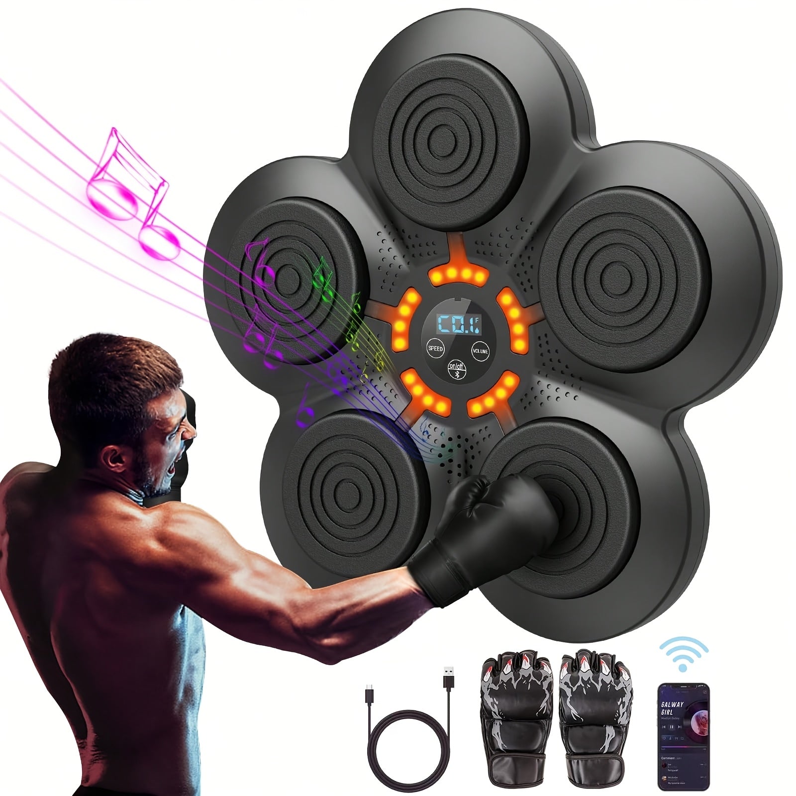 Upgrade Intelligent Music Boxing Machine for Adults, Boxing Machine with Boxing Gloves, Wall Mounted Boxing Trainer, Electronic Boxing Target Fitness Striking Equipment for Home, Indoor And Gym Use