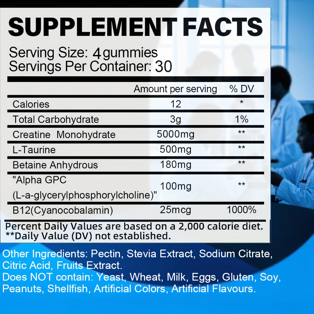 3/1pc Creatine Monohydrate Gummies For Men & Women, Supplement 5000MG PER SERVING, 120 Gummies Per Bottle For Sports