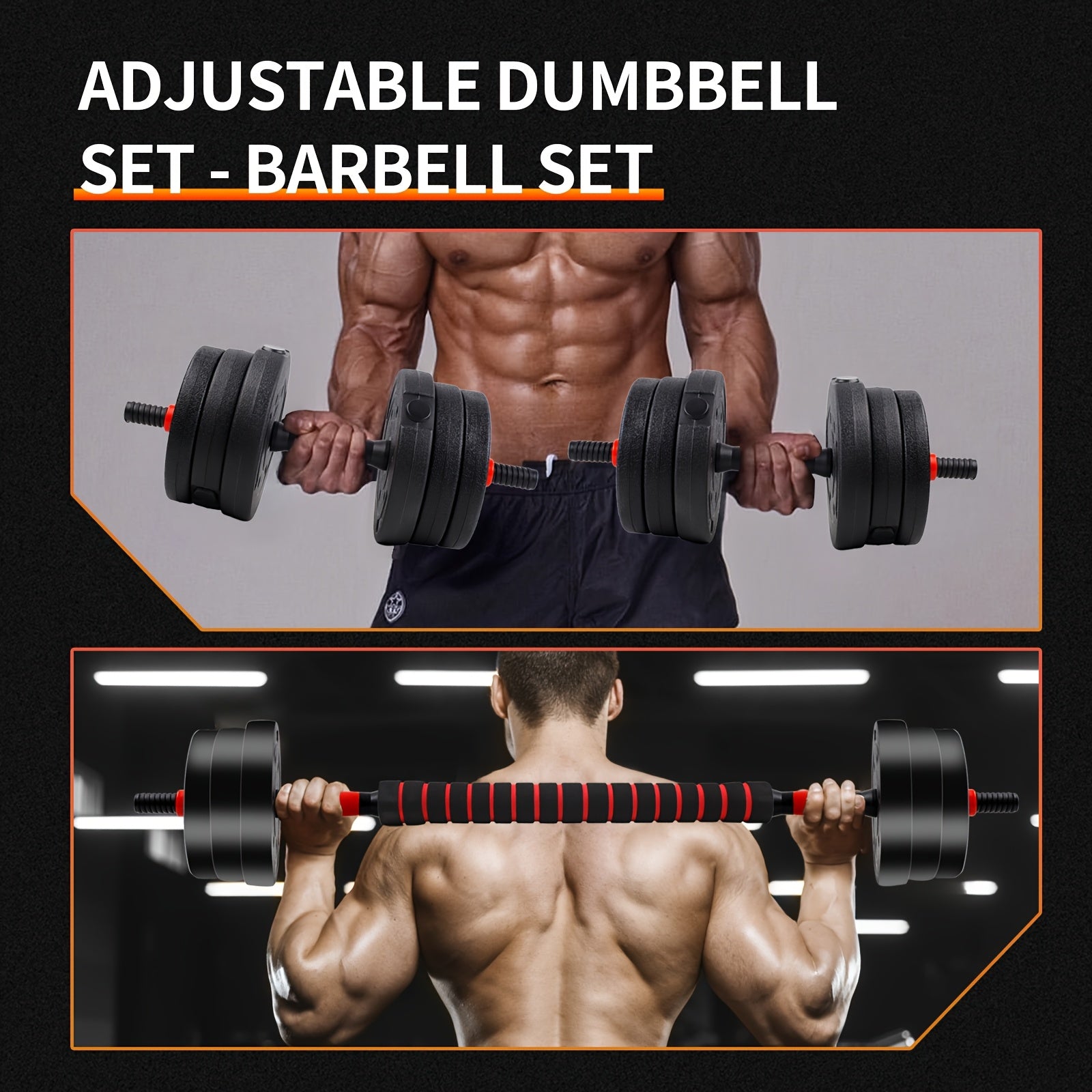 Adjustable Dumbbells Set, 44LBS 3in 1 Adjustable Weights Dumbbells Barbell Set, Used As Barbell, Dumbbell, Push Up Bars, Free Weights for Home Gym, Strength Training, & Bodybuilding