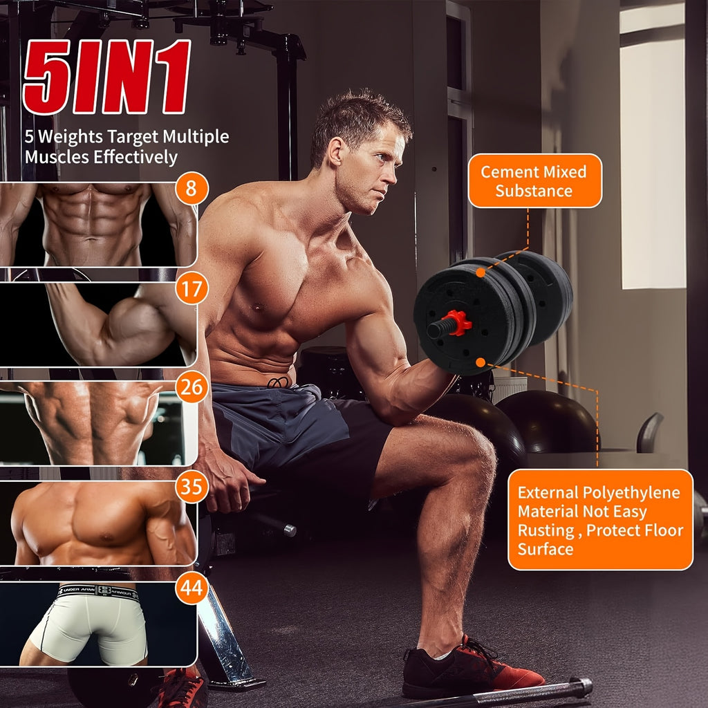 Adjustable Dumbbells Set, 44LBS 3in 1 Adjustable Weights Dumbbells Barbell Set, Used As Barbell, Dumbbell, Push Up Bars, Free Weights for Home Gym, Strength Training, & Bodybuilding