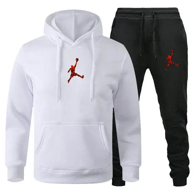 2025 Autumn/Winter Men's jogging Fitness sportswear Set: Fashionable long-sleeved sweatshirt + casual pants 2-piece set