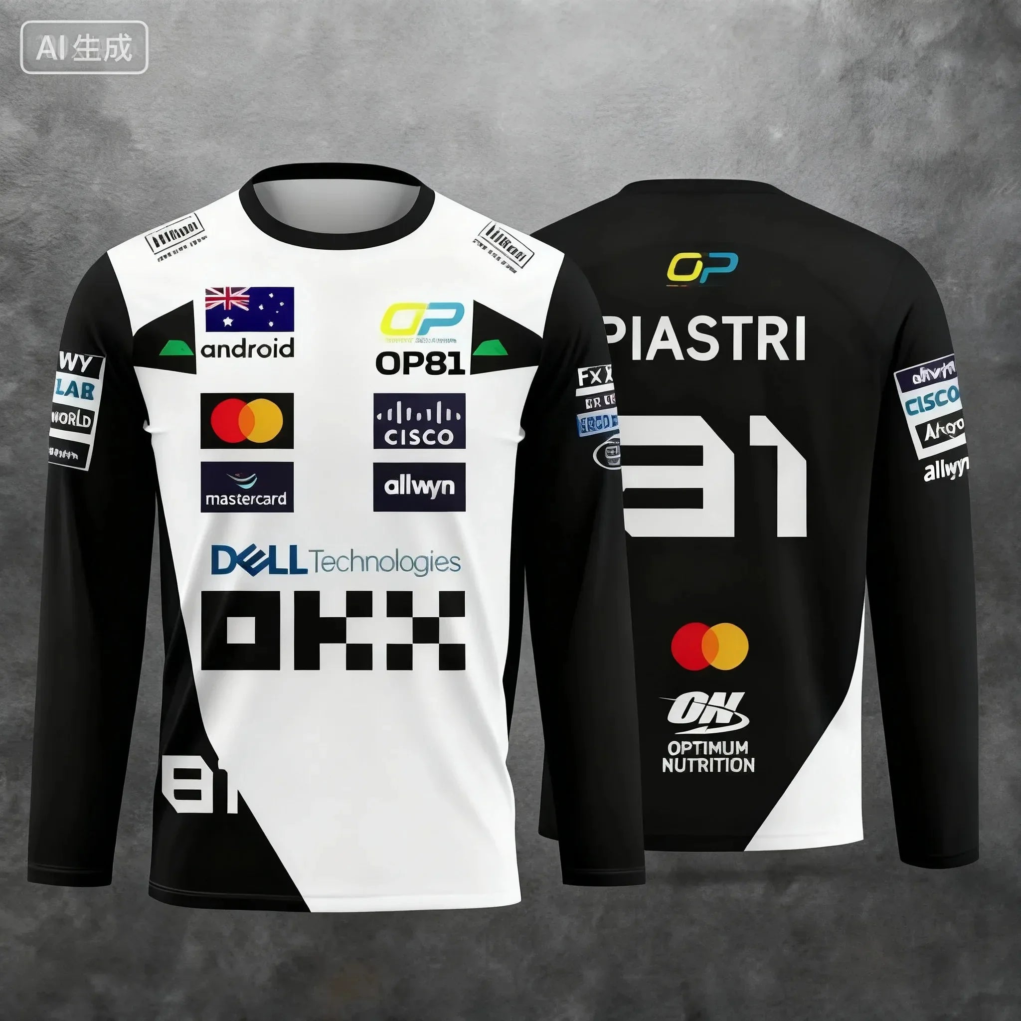 Lando Norris NO.4 2025 New Racing Style Long Sleeved T-shirt, Extreme Sports Racing Suit, Breathable Long Sleeved Sportswear