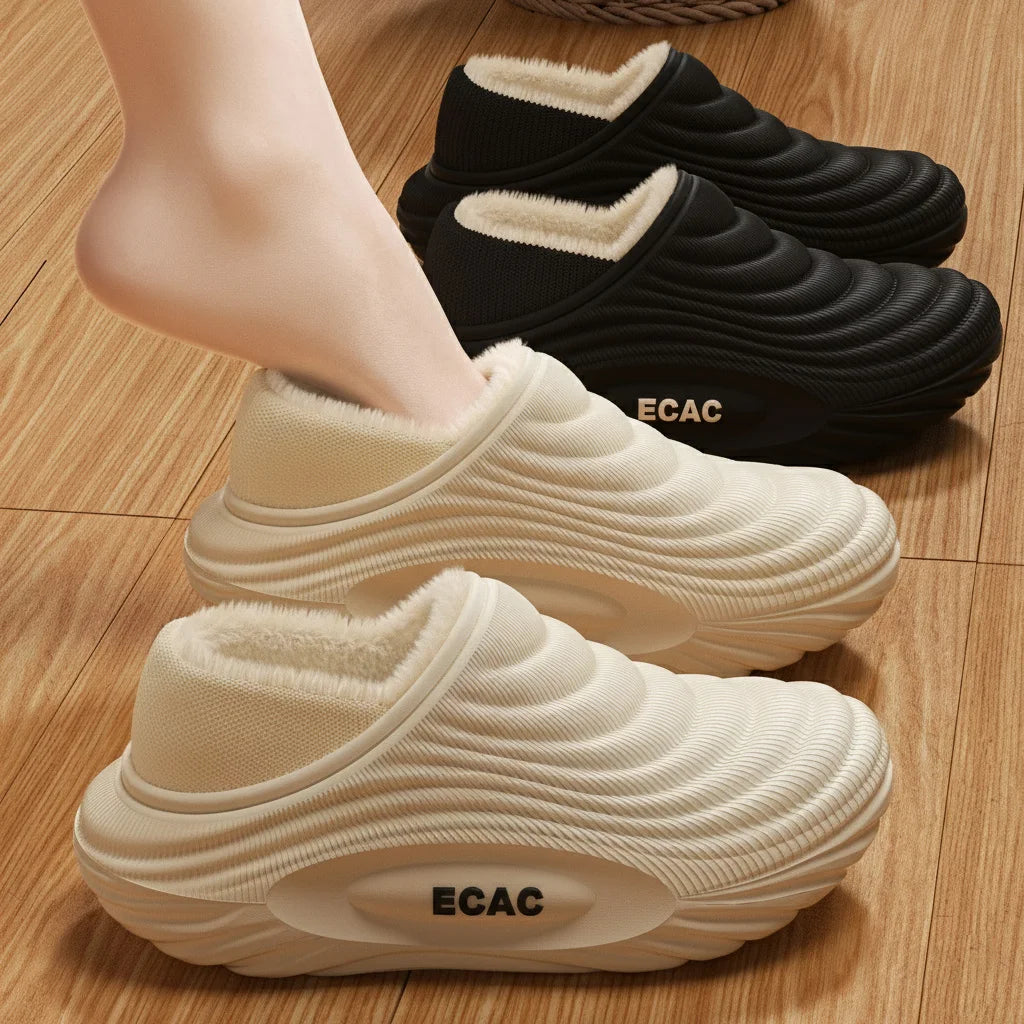 EVA Winter Slippers For Men Women Warm Fur Lined Waterproof Anti Slip Comfortable Indoor Outdoor Home Cotton Clogs Lightweight
