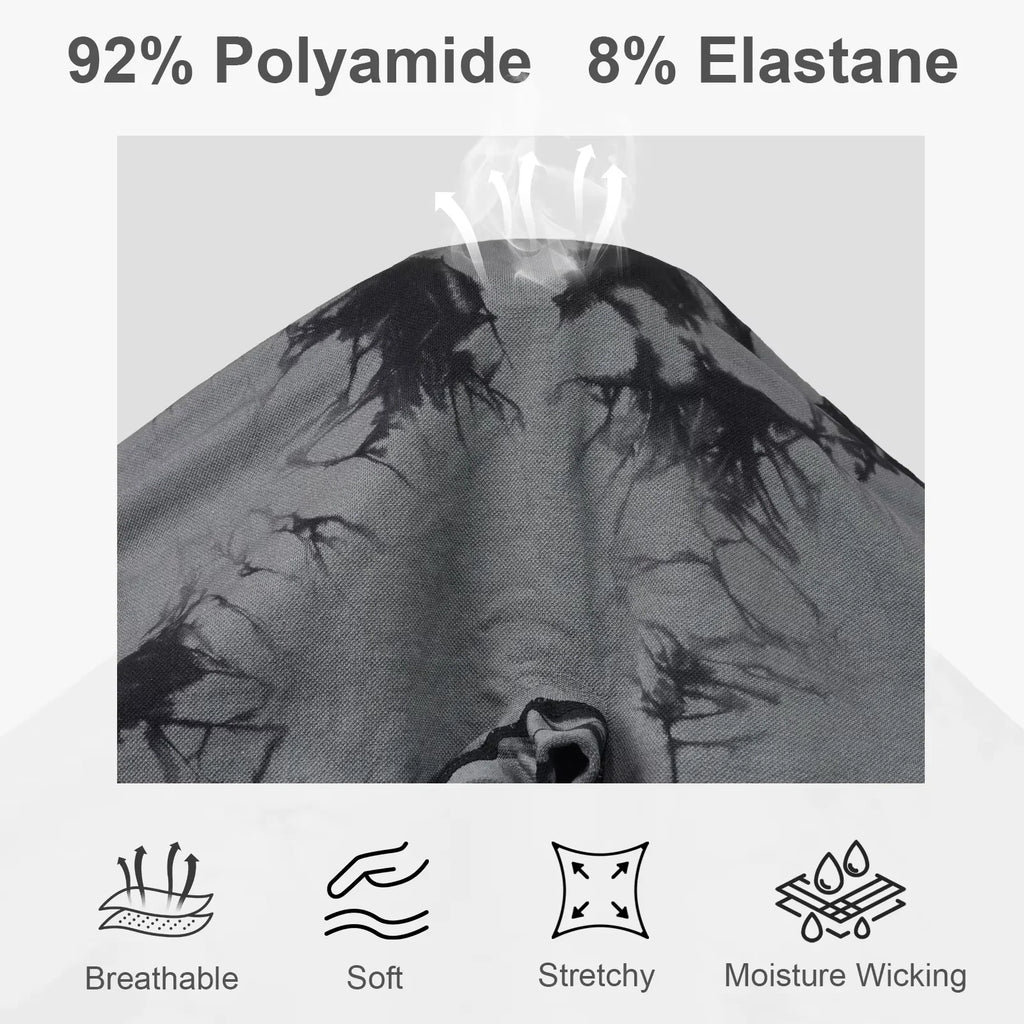 2pcs Women's High-Waist Tie-Dye Yoga Shorts - Seamless, Booty Lifting, Stretchy Nylon & Spandex Blend, Red & Grey