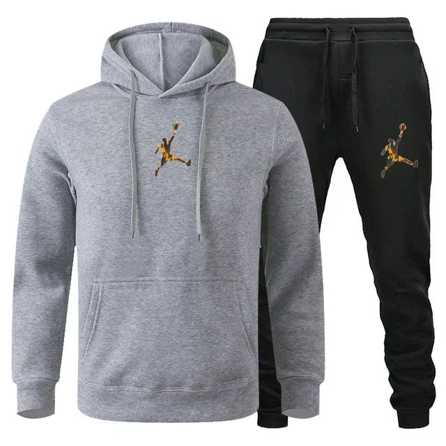 2025 Autumn/Winter Men's jogging Fitness sportswear Set: Fashionable long-sleeved sweatshirt + casual pants 2-piece set