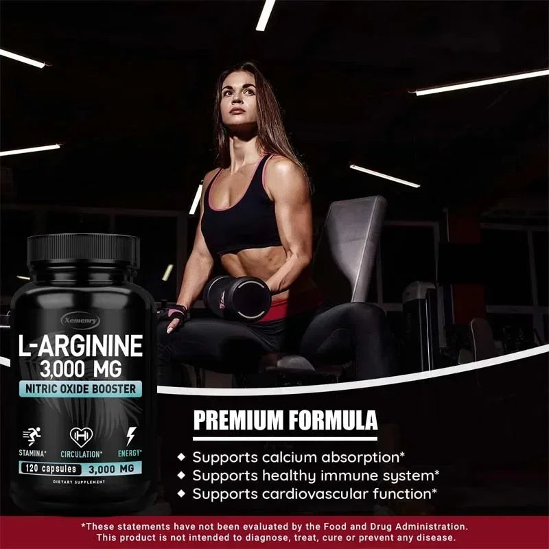 L-Arginine Supplement Boost Endurance -Increase for Energy, Strength,Vascular and Endurance Support During Exercise | Muscle Mas