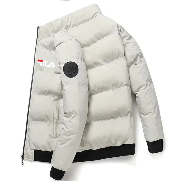 Fashion autumn and winter short men's thick warm coat, outdoor windproof new zipper printed men's casual jacket M-5XL