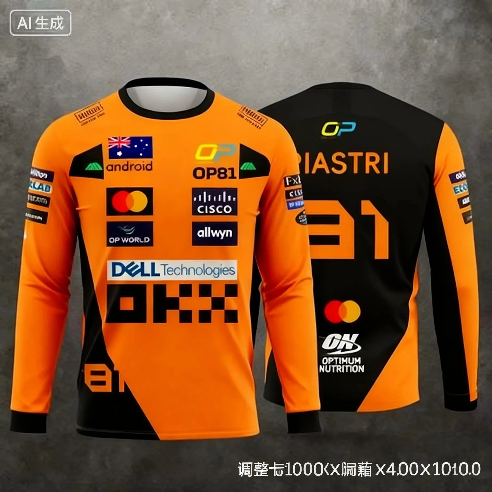 Lando Norris NO.4 2025 New Racing Style Long Sleeved T-shirt, Extreme Sports Racing Suit, Breathable Long Sleeved Sportswear